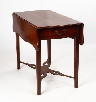 Chippendale Carved Cherry Pembroke Table with Pierced Cross Stretchers