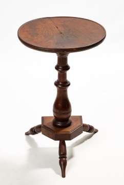 American Turned Walnut Candlestand with Tripod Base