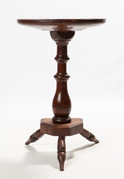 American Turned Walnut Candlestand with Tripod Base