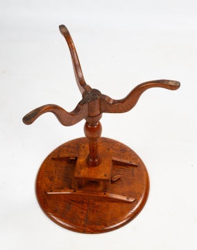 Queen-Anne-Style Tiger Maple Dish-Top Tilt-Top Candlestand