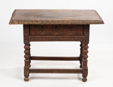 Continental Baroque Carved Walnut Center Table