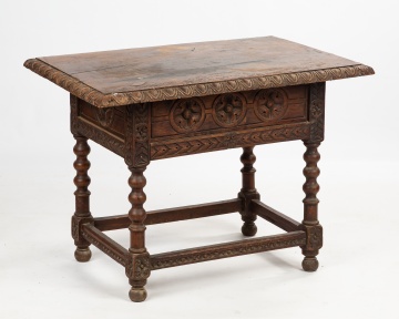 Continental Baroque Carved Walnut Center Table