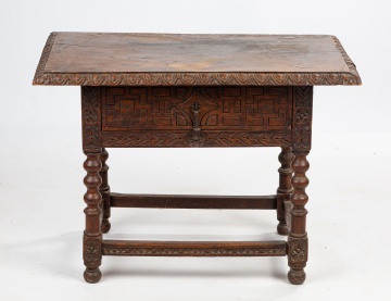 Continental Baroque Carved Walnut Center Table