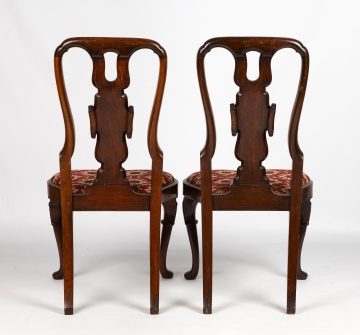 Pair of Queen Anne Style Walnut and Burl Walnut Side Chairs
