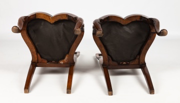 Pair of Queen Anne Style Walnut and Burl Walnut Side Chairs