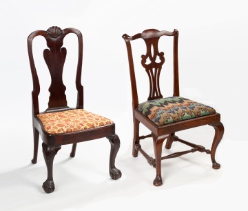 Two American Queen Anne Mahogany Side Chairs