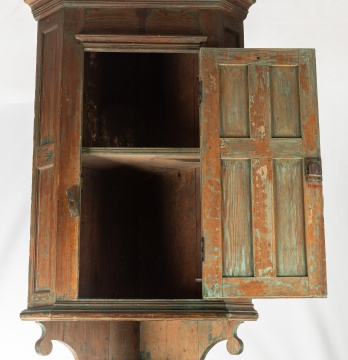 Pennsylvania Painted Pine Hanging Corner Cupboard, Berks County, 18th Century