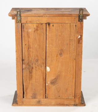 Small Painted Pine Hanging Cupboard with Arched Glazed Doors