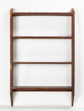 Country Pine Hanging Wall Shelves in Old Red Paint