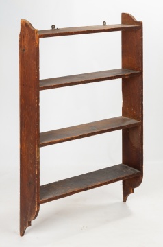 Country Pine Hanging Wall Shelves in Old Red Paint