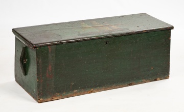 Green-Painted Six-Board Sea Chest with Ship Decoration