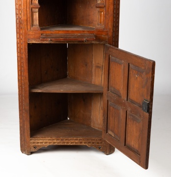 French Provincial Carved Pine Corner Cupboard, 19th Century