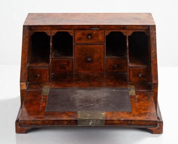 George I Burl Walnut Miniature Slant-Front Bureau