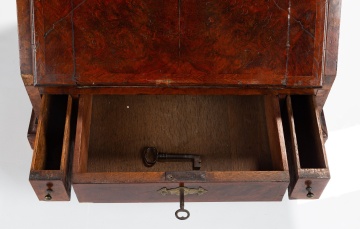 George I Burl Walnut Miniature Slant-Front Bureau