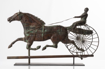 American Full-Bodied Copper 'Horse and Sulky' Weathervane