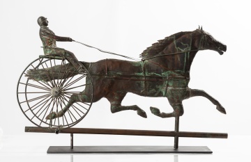 American Full-Bodied Copper 'Horse and Sulky' Weathervane