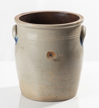 J. Mantell, Penn Yan, Three-Gallon Stoneware Crock with Cobalt Flower
