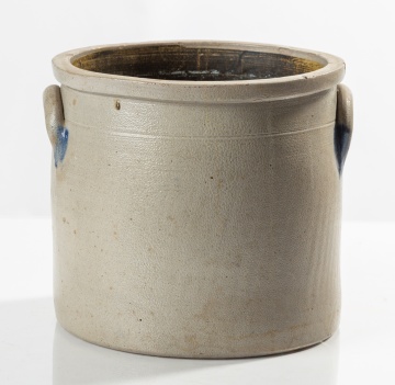 J. Mantell, Penn Yan, Two-Gallon Stoneware Crock with Cobalt Flower