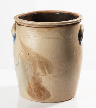 J. Mantell, Penn Yan, Six-Gallon Stoneware Crock with Cobalt Flowers