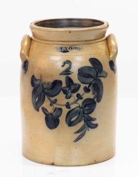 Lyons, New York, Two-Gallon Stoneware Jar with Cobalt Floral Spray