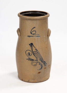 Six-Gallon Cobalt-Decorated Stoneware Churn