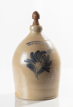 Cowden & Wilcox, Harrisburg, Two-Gallon Stoneware Jug with Cobalt Flower