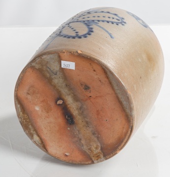 Cortland, New York, Two-Gallon Stoneware Jug with Cobalt Flower
