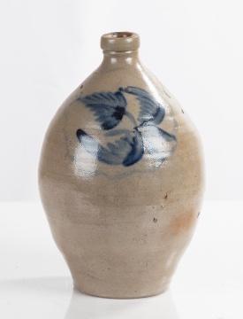 One-Gallon Ovoid Stoneware Jug with Cobalt Flower, New York State