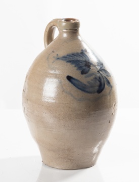 One-Gallon Ovoid Stoneware Jug with Cobalt Flower, New York State