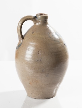 One-Gallon Ovoid Stoneware Jug with Cobalt Flower, New York State