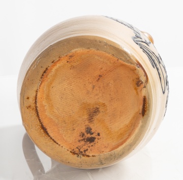 Stoneware Pitcher with Slip-Trailed Cobalt Sunflower, New York State