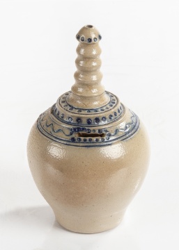 Decorated Stoneware Bottle-Form Bank