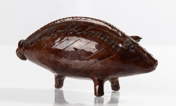 Redware Pig Bank Inscribed 'S. Dobbelman, 1873'