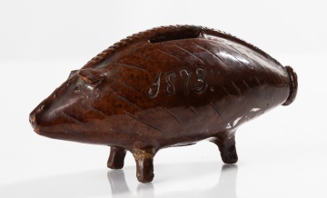 Redware Pig Bank Inscribed 'S. Dobbelman, 1873'