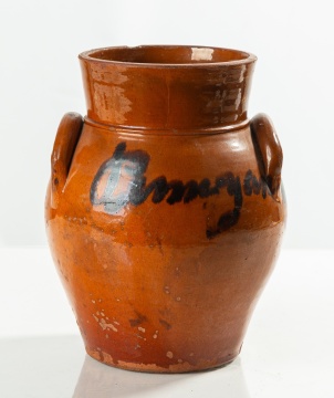 Redware Jar with Manganese Script Inscription