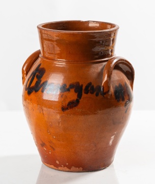 Redware Jar with Manganese Script Inscription