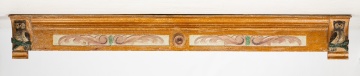 American Carved and Painted Architectural Fireplace Mantel with Owls