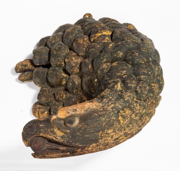 Carved and Painted Wood Eagle Head Architectural Fragment, Dated 1866
