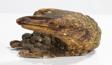 Carved and Painted Wood Eagle Head Architectural Fragment, Dated 1866
