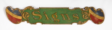 'Chas. S. Green, Signs' Carved, Gilt and Painted Sign Painter's Trade Sign, Columbus, Indiana