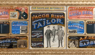 Central Hotel, Lock Haven, Pennsylvania, Lobby Advertising Sign with Nine Merchant Panels, Circa 1891