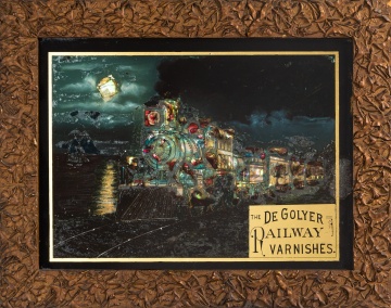 The De Golyer Railway Varnishes Reverse-Painted and Foil Advertising Sign