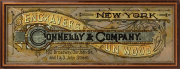 Connelly & Company, New York, Engravers on Wood, Reverse-Painted Glass Advertising Sign
