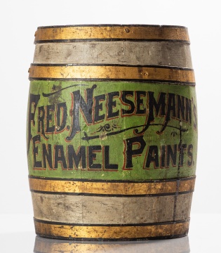 'Fred Neesemann's Enamel Paints' Painted Advertising Barrel, Baltimore