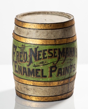 'Fred Neesemann's Enamel Paints' Painted Advertising Barrel, Baltimore
