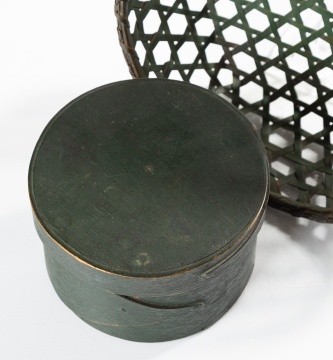 Shaker Green-Painted Cheese Basket and Pantry Box