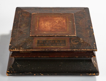 R. Cole Paint-Decorated Sewing or Work Box with Fitted Tray