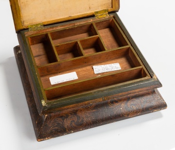 R. Cole Paint-Decorated Sewing or Work Box with Fitted Tray
