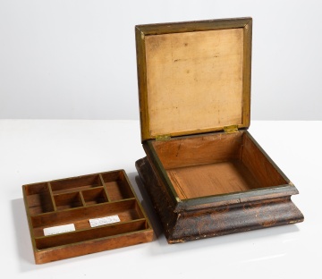 R. Cole Paint-Decorated Sewing or Work Box with Fitted Tray