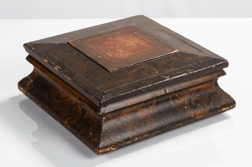 R. Cole Paint-Decorated Sewing or Work Box with Fitted Tray
